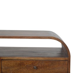 Chestnut Curved Edge TV Unit with 2 Drawers