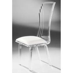 Impression Acrylic Dining Chair Shown with White Fabric (acrylic color and fabric options)
