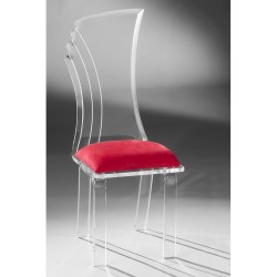 Impression Acrylic Dining Chair with Red Fabric (acrylic color and fabric options)