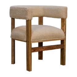 Boucle Cream Solid Wood Chair