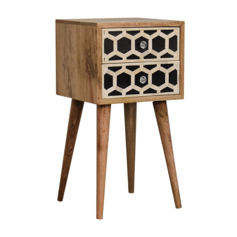 Mini Bone Inlay 2 Drawer Bedside / Accent Table
