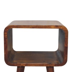 Mini Chestnut Curved Open Bedside / Accent Table