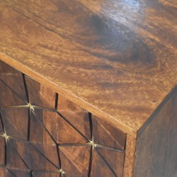 Chestnut Cubed Brass Inlay Dresser and Cabinet