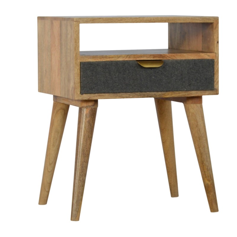 Grey Tweed Bedside / Accent Table with Open Slot