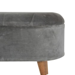 Oblong Grey Velvet Storage Footstool
