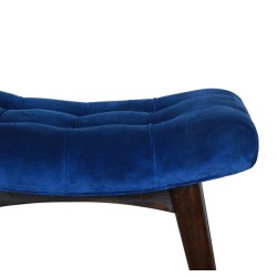 Royal Blue Cotton Velvet Curved Bench
