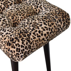 Leopard Print Cotton Velvet Curved Bench