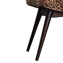 Leopard Print Cotton Velvet Curved Bench