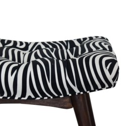 Zebra Print Cotton Velvet Curved Bench