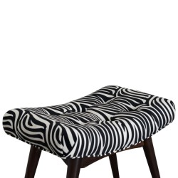 Zebra Print Cotton Velvet Curved Bench