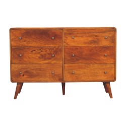 Six Drawers Curved Chestnut Chest