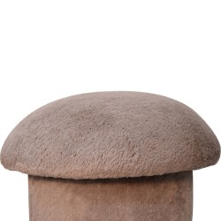 Mocha Faux Fur Mushroom Footstool