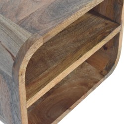 Open Curved Oak-ish 2 Drawer Wall Mounted Bedside / Accent Table