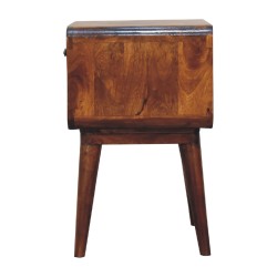 Curved Chestnut Bedside / Accent Table with Open Slot