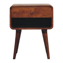 Curved Chestnut Bedside / Accent Table with Open Slot