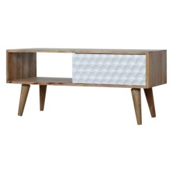 Honeycomb Carved Coffee Table with Sliding Door