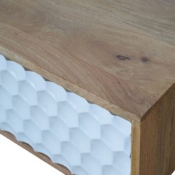 Honeycomb Carved Coffee Table with Sliding Door