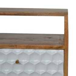 Honeycomb Carved Bedside / Accent with Open Slot