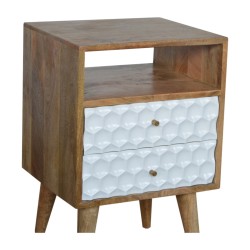Honeycomb Carved Bedside / Accent with Open Slot