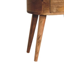 Mini Oak-ish Rounded Bedside / Accent Table