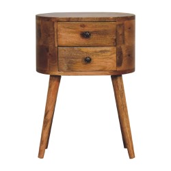 Mini Oak-ish Rounded Bedside / Accent Table