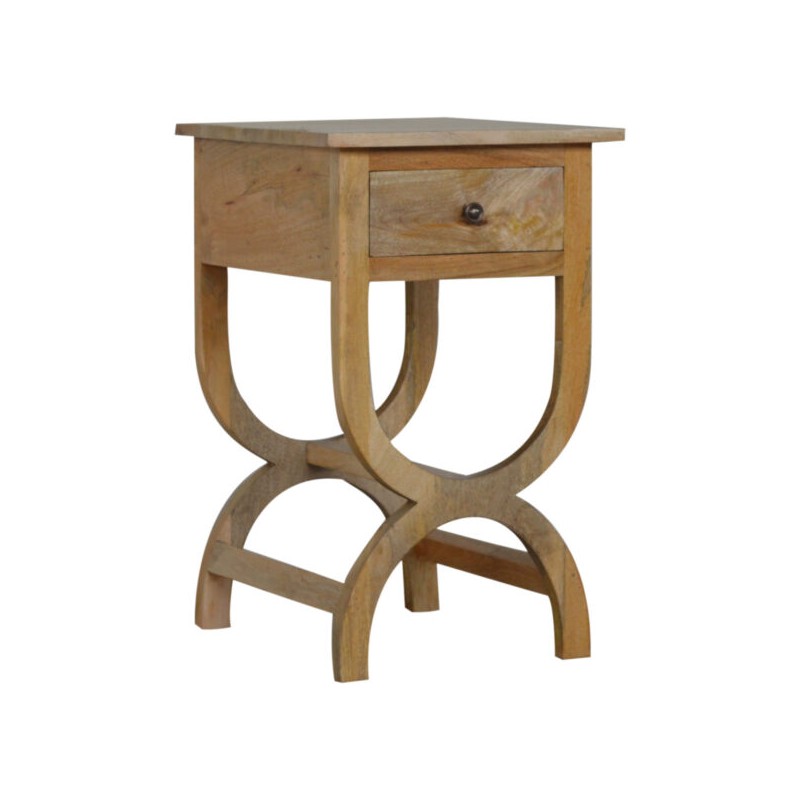 Oak-ish Bedside / Accent Table with Serpentine Feet