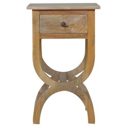 Oak-ish Bedside / Accent Table with Serpentine Feet