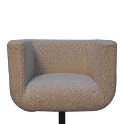 Cream Boucle Black Base Swivel Arm Chair