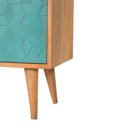 Acadia Storage Cabinet in Teal, White and Oakish Finish