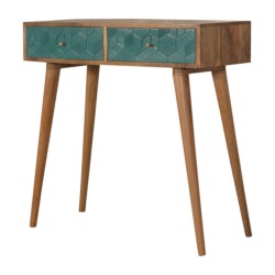 Acadia Console Table in Teal and Oakish Finish