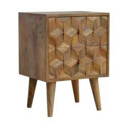 Cube Carved Nightstand with 2 Drawers / Accent Table