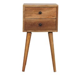 Mini 2 Drawer Oak-ish Bedside / Accent Table