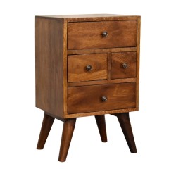 4 Drawer Multi Chestnut Bedside / Accent Table