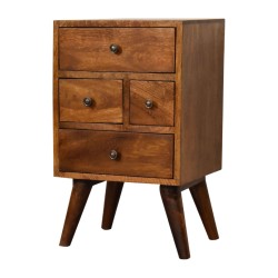 4 Drawer Multi Chestnut Bedside / Accent Table
